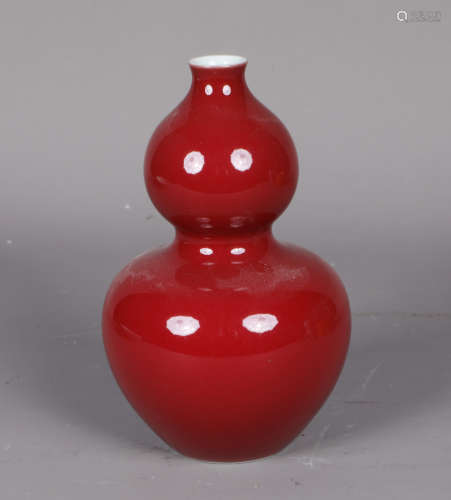 清代 红釉葫芦瓶
