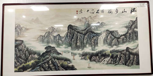 博石 山水画 （江山多娇）（匾）