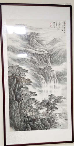 髯翁 山水画 云岭飞瀑图（匾）