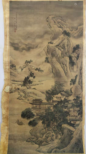 清代 袁耀 山水画《山雨欲来风满楼》