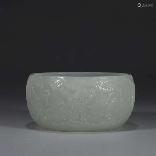 The eight treasures patterned jade bowl
