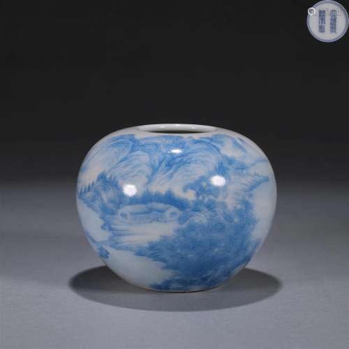 An enamel landscape porcelain water pot