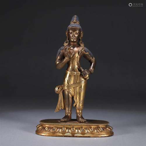 A gilding copper buddha statue