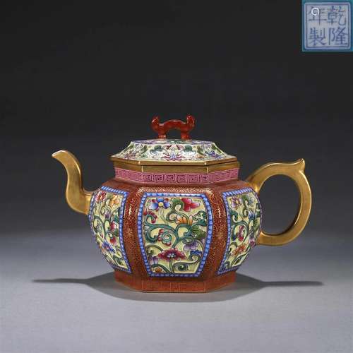 An enamel flower porcelain pot