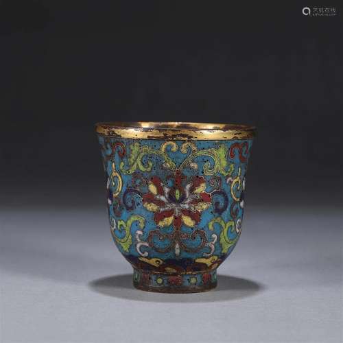 A flower patterned cloisonne cup