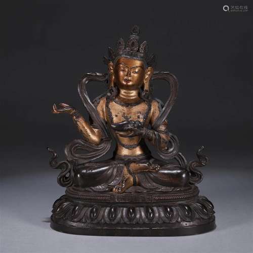 A gilding copper bodhisattva statue