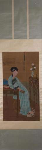 A Chinese figure painting, Unknown mark