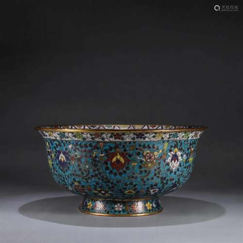 An interlocking flower patterned cloisonne bowl