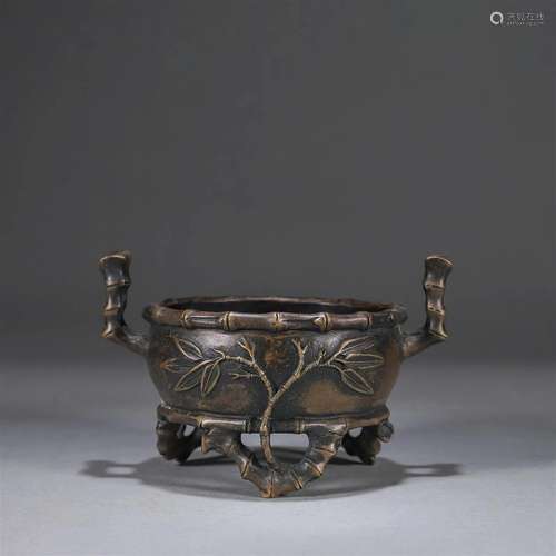 A bamboo patterned copper censer