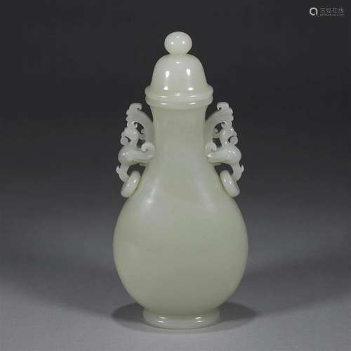 A double-eared jade vase