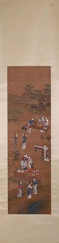 A Chinese figure painting, Chouying mark