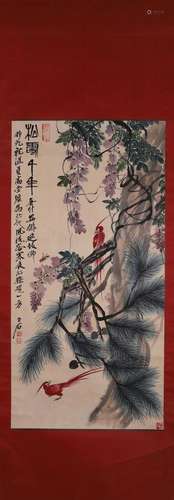 A Chinese bird-and-flower painting, Qi Baishi mark