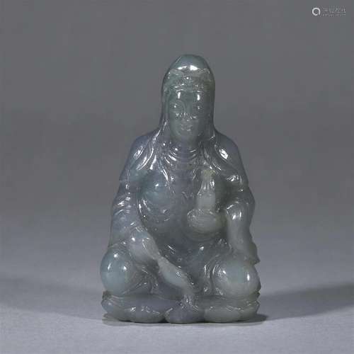 A jadeite Guanyin statuette