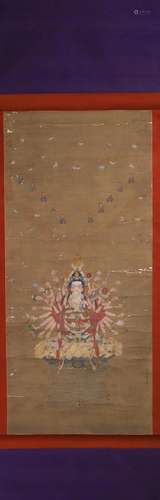 A Chinese Guanyin painting, Ding Guanpeng mark