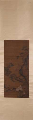 A Chinese figure painting, Unknown mark