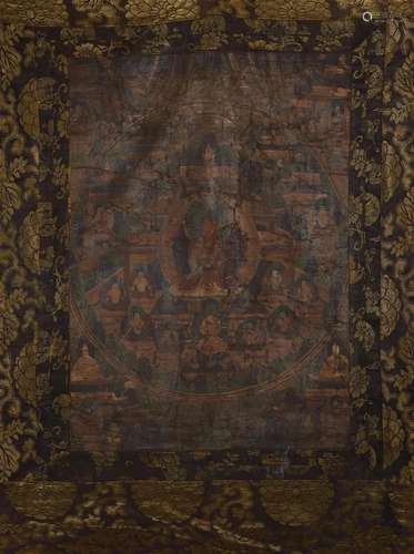 A Chinese thangka painting of Sakyamuni