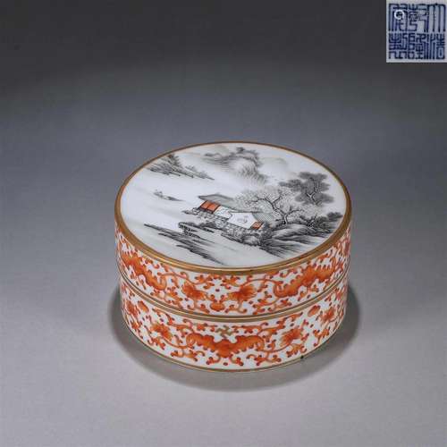 An ink wash landscape porcelain box