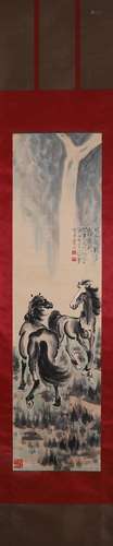 A Chinese horse painting, Xu Beihong mark