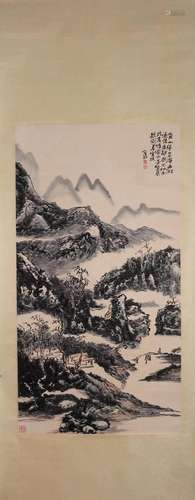 A Chinese landscape painting, Huang Binhong mark