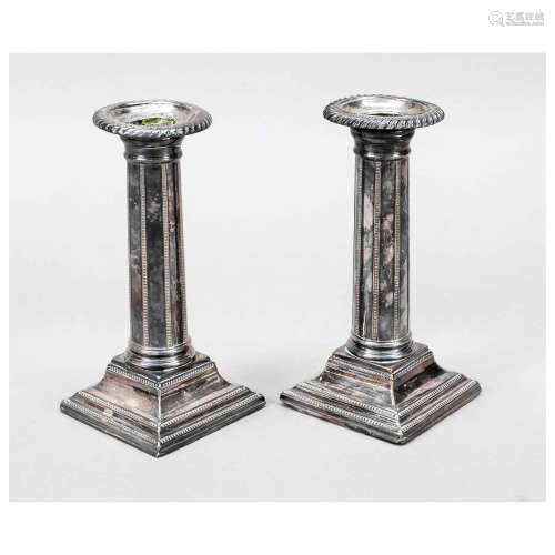 Pair of candlesticks, 20th c., plated