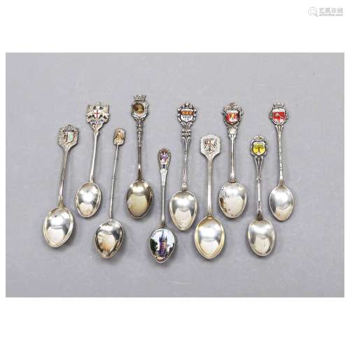 Ten souvenir spoons, mostly German, 2