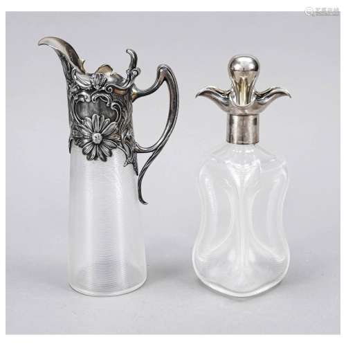 Flask/glug bottle with silver mountin