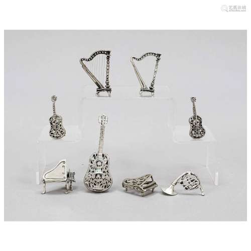 Eight miniature instruments, 20th cen