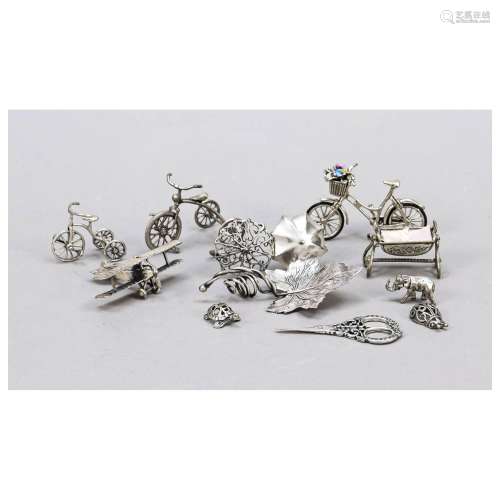 Twelve miniatures, 20th c., silver va