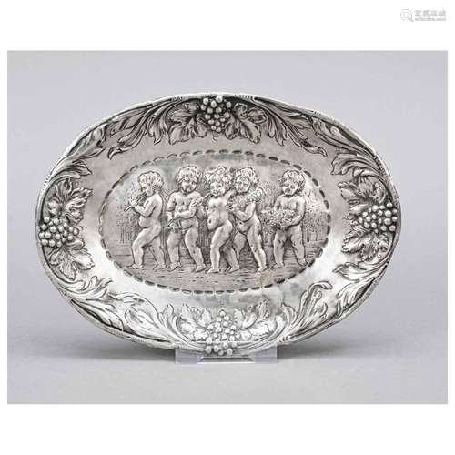 Oval bowl, c. 1900, silver tested, fl