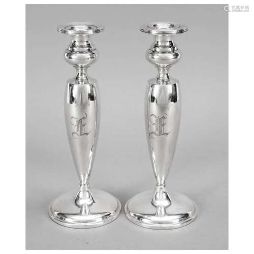 Pair of candlesticks, 20th c., sterli