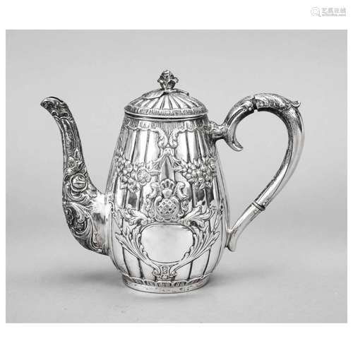 Mocha pot, early 20th century, silver