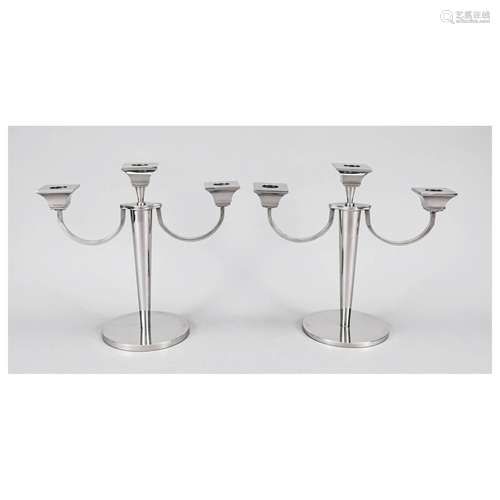 Pair of three-flame candlesticks, 20t