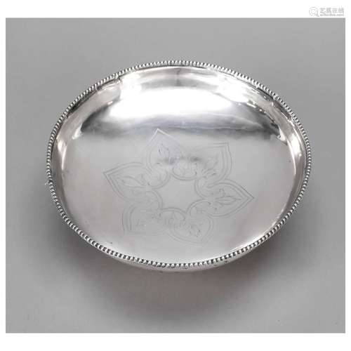 Round footed bowl, c. 1900, silver te