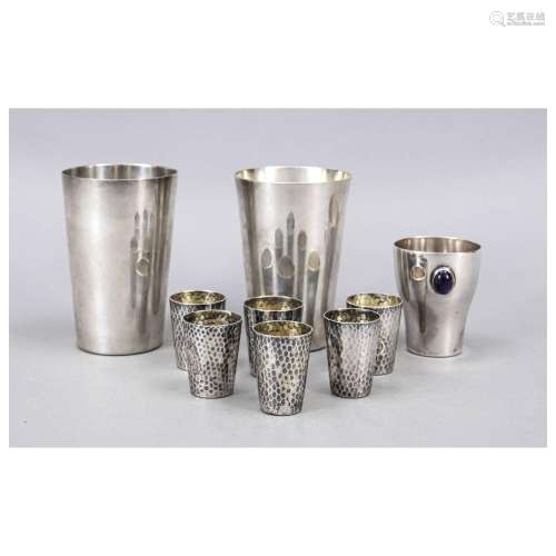 Group of nine cups, German, 20th cent