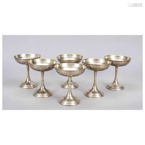 Six ice bowls, 20th c., silver 800/00