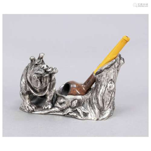Figural pipe stand, 20th c., sterling