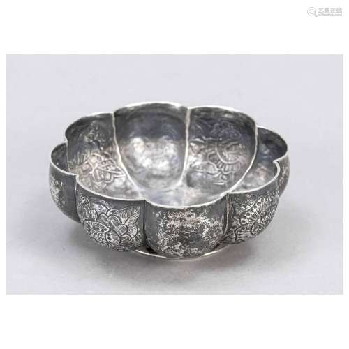 Flower-shaped bowl, 20th century, sil