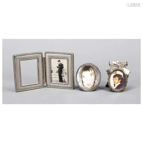 Three small photo frames, 20th c., di