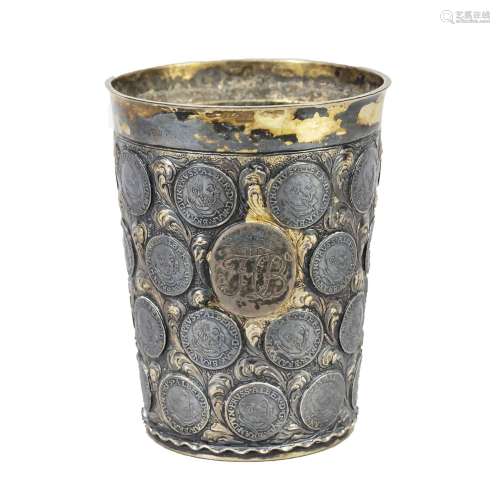 Large Prussian coin cup, German, 19th