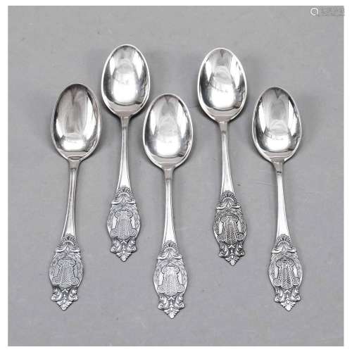 Five mocha spoons, probably Norway, 2