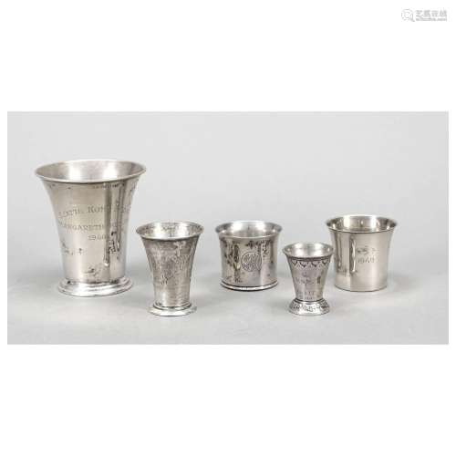 Five cups, Sweden, 20th century, diff