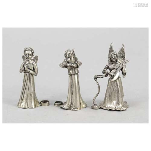 Three small candelabra angels, 20th c