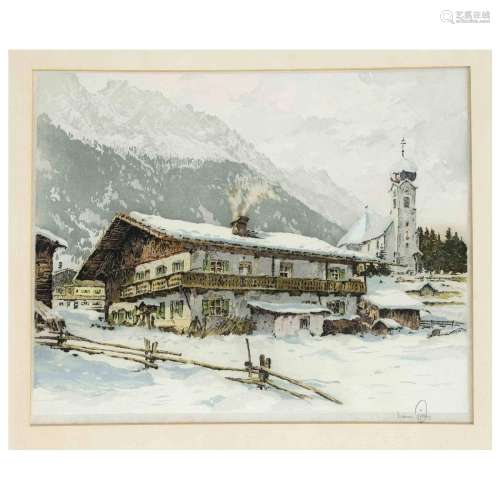 Hans Figura (1898-1978), snowy alpi
