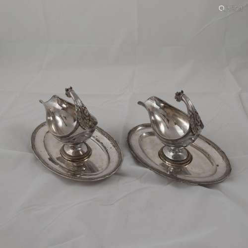 Pair of Empire silver saucers
