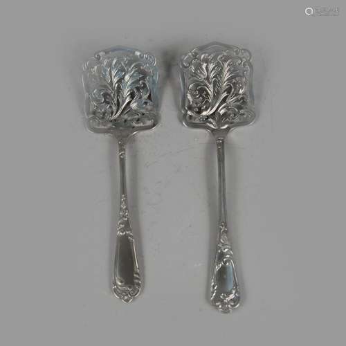 Two silver cake forks