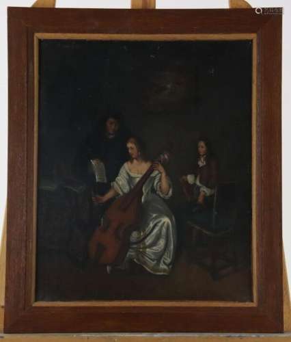 D'après Caspar NETSCHER (1639-1684), Joueuse de basse de vio...