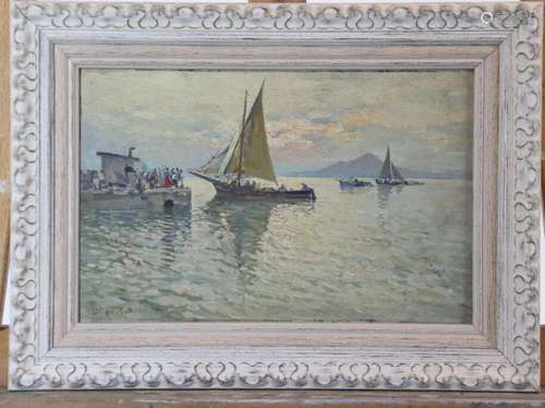 École italienne du XIXe siècle, Bateau à la voile jaune, hui...