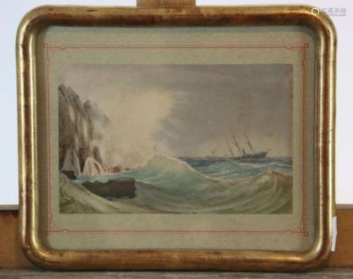 Vincent FOSSAT (1822-1891), Bateau à vapeur dans une mer agi...