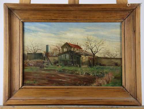 Alexandre URBAIN (1875-1953). Paysage de ferme. Signé en bas...