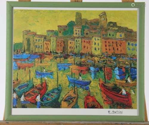 Emmanuel BELLINI (1904-1989). Vue du vieux port de Cannes, r...